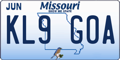 MO license plate KL9G0A