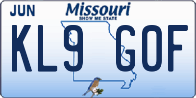 MO license plate KL9G0F