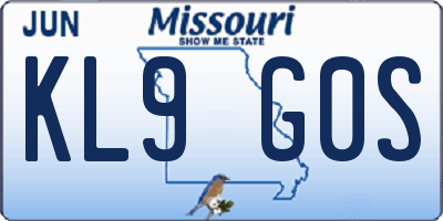 MO license plate KL9G0S