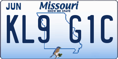 MO license plate KL9G1C