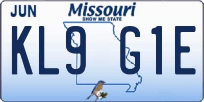 MO license plate KL9G1E