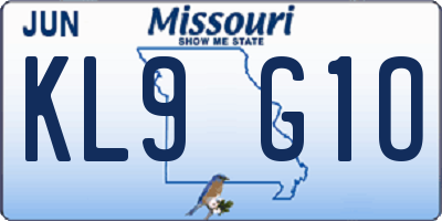 MO license plate KL9G1O
