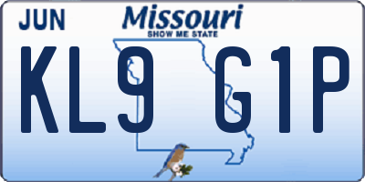 MO license plate KL9G1P