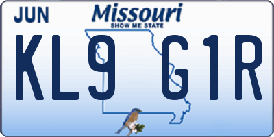 MO license plate KL9G1R