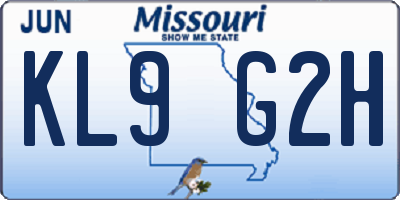 MO license plate KL9G2H