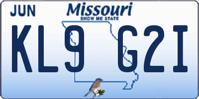 MO license plate KL9G2I