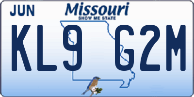 MO license plate KL9G2M