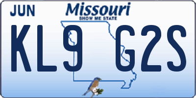 MO license plate KL9G2S