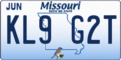 MO license plate KL9G2T