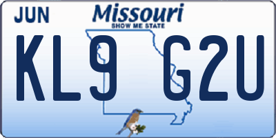 MO license plate KL9G2U