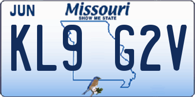 MO license plate KL9G2V