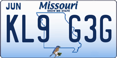 MO license plate KL9G3G