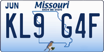 MO license plate KL9G4F