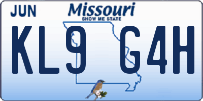 MO license plate KL9G4H
