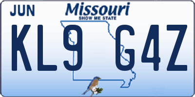 MO license plate KL9G4Z