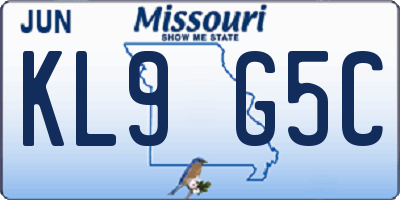 MO license plate KL9G5C