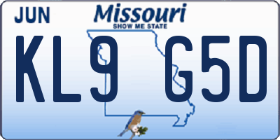 MO license plate KL9G5D