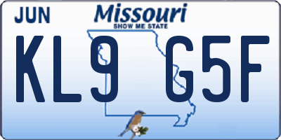 MO license plate KL9G5F