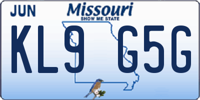 MO license plate KL9G5G
