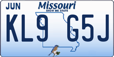 MO license plate KL9G5J