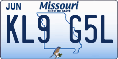 MO license plate KL9G5L