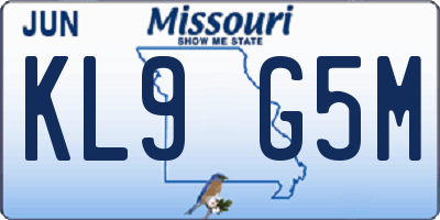 MO license plate KL9G5M