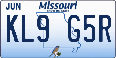 MO license plate KL9G5R