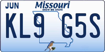 MO license plate KL9G5S