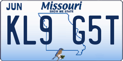 MO license plate KL9G5T