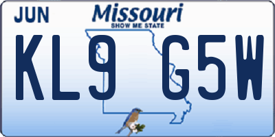 MO license plate KL9G5W
