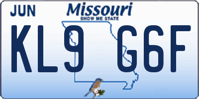 MO license plate KL9G6F