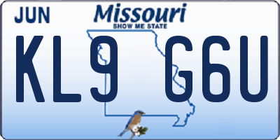 MO license plate KL9G6U