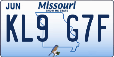 MO license plate KL9G7F