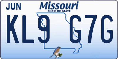 MO license plate KL9G7G