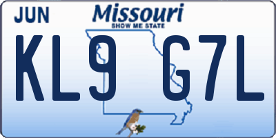 MO license plate KL9G7L
