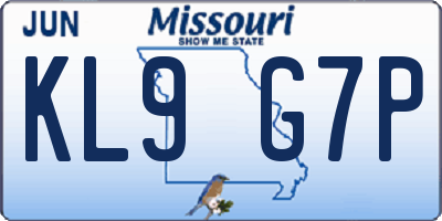 MO license plate KL9G7P