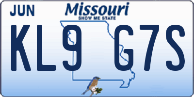 MO license plate KL9G7S