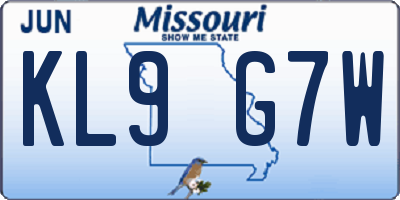 MO license plate KL9G7W
