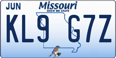 MO license plate KL9G7Z
