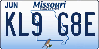 MO license plate KL9G8E