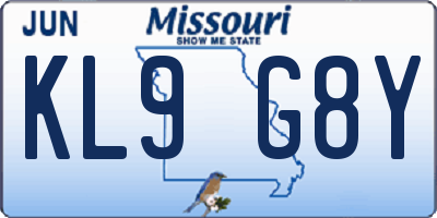 MO license plate KL9G8Y