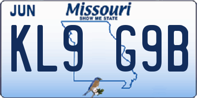 MO license plate KL9G9B