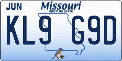 MO license plate KL9G9D