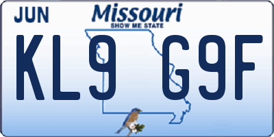 MO license plate KL9G9F
