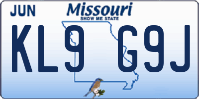 MO license plate KL9G9J