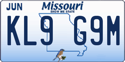 MO license plate KL9G9M