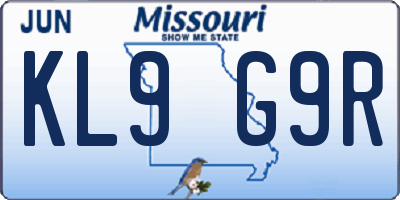 MO license plate KL9G9R