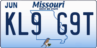 MO license plate KL9G9T