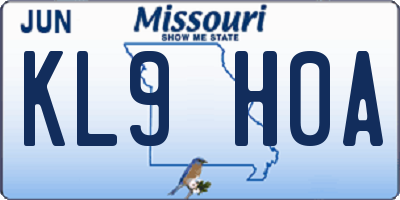 MO license plate KL9H0A