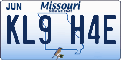 MO license plate KL9H4E